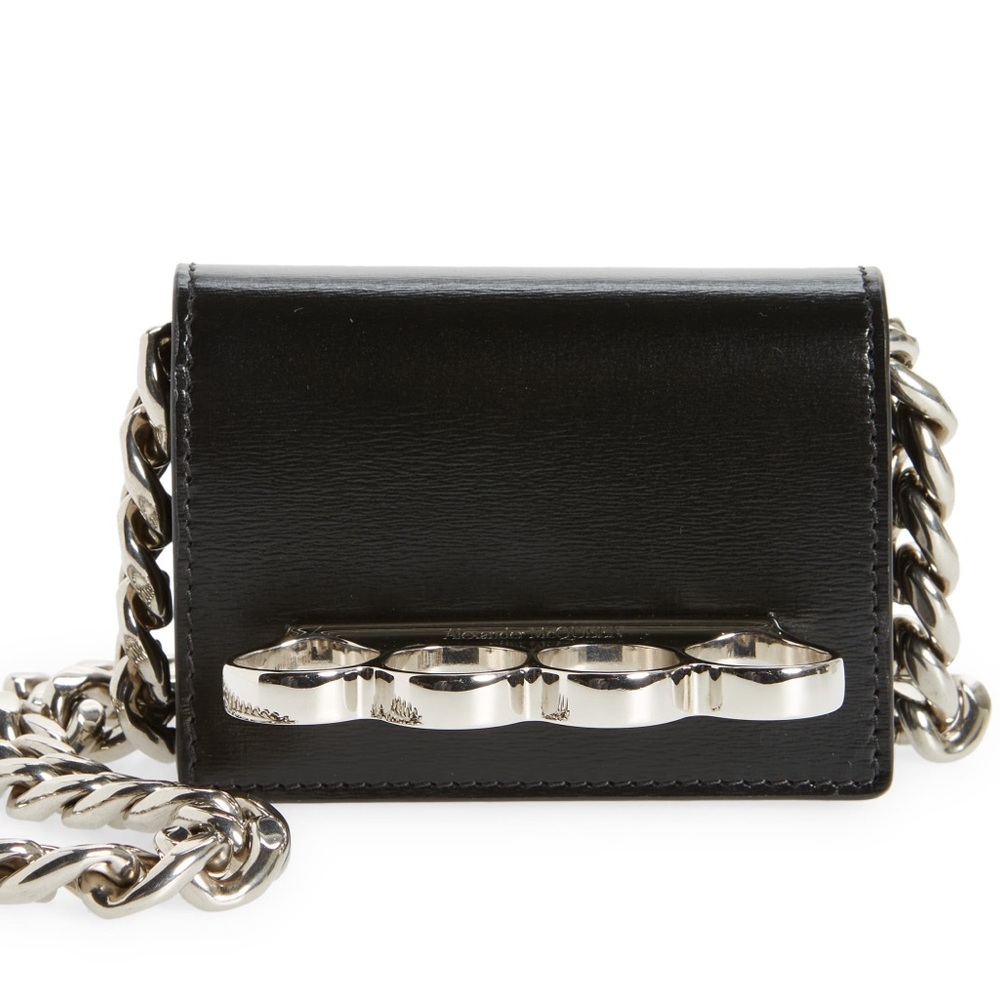 Alexander McQueen Micro The Four Ring Patent Leather Shoulder Bag